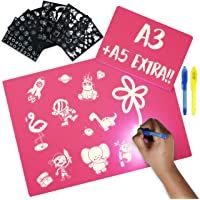 Los mejores  - BONNYCO Pizarra Magica Infantil Rosa A3 y A5- 6 Plantillas- 2 Bolis Espía Juguetes Niña 3 4 5 6 7 8 9 10 Años | Pizarra…